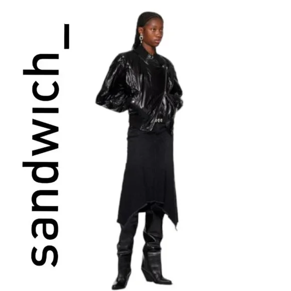 NWOT Sandwich Wet look Bomber Jacket Biker Moto Jacket vinyl look Mobwife Jacket - Picture 1 of 16